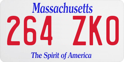 MA license plate 264ZK0