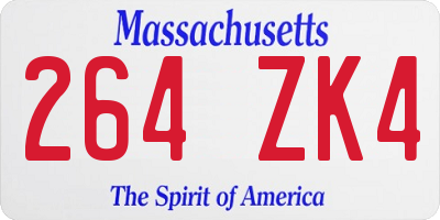 MA license plate 264ZK4