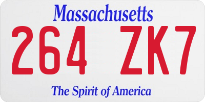 MA license plate 264ZK7
