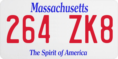 MA license plate 264ZK8