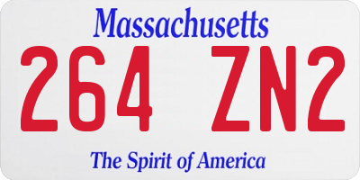 MA license plate 264ZN2