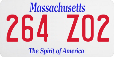 MA license plate 264ZO2