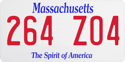 MA license plate 264ZO4