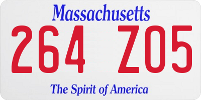MA license plate 264ZO5