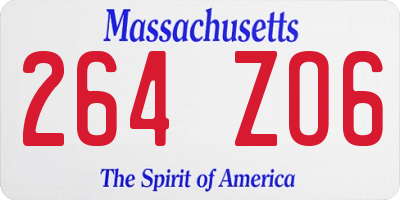 MA license plate 264ZO6