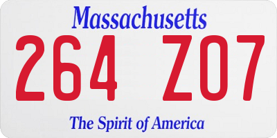 MA license plate 264ZO7