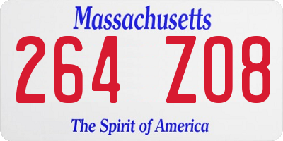 MA license plate 264ZO8