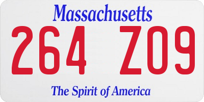MA license plate 264ZO9