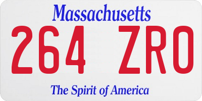 MA license plate 264ZR0