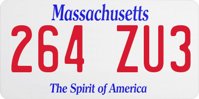 MA license plate 264ZU3