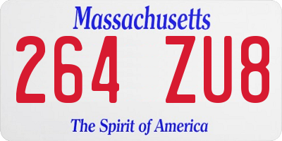 MA license plate 264ZU8