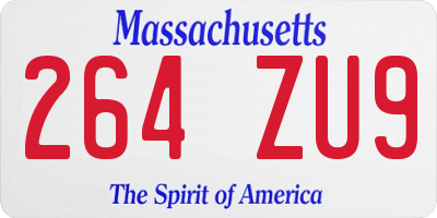 MA license plate 264ZU9