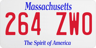 MA license plate 264ZW0