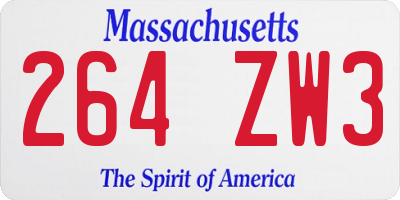 MA license plate 264ZW3
