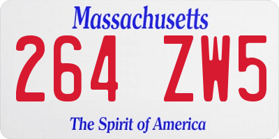 MA license plate 264ZW5