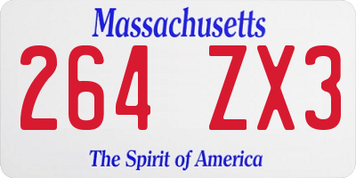 MA license plate 264ZX3