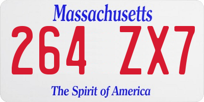MA license plate 264ZX7