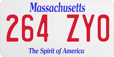 MA license plate 264ZY0