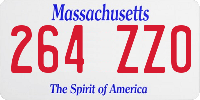 MA license plate 264ZZ0