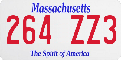 MA license plate 264ZZ3