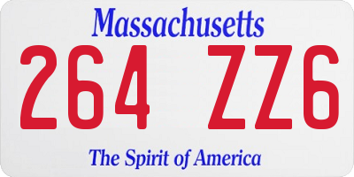 MA license plate 264ZZ6