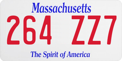 MA license plate 264ZZ7