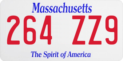 MA license plate 264ZZ9