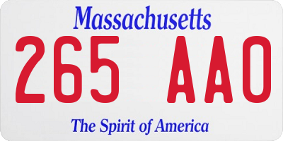 MA license plate 265AA0