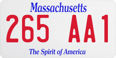 MA license plate 265AA1