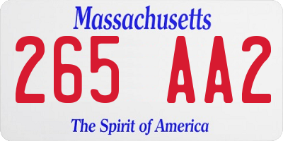 MA license plate 265AA2