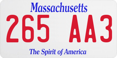 MA license plate 265AA3
