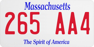 MA license plate 265AA4