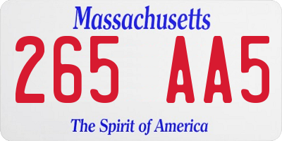 MA license plate 265AA5