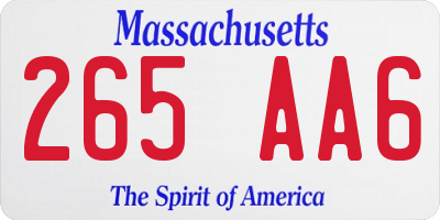 MA license plate 265AA6