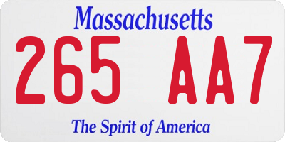 MA license plate 265AA7