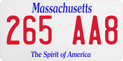 MA license plate 265AA8