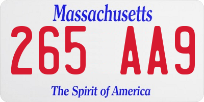 MA license plate 265AA9