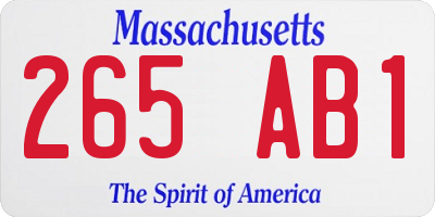 MA license plate 265AB1