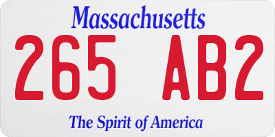 MA license plate 265AB2