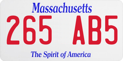 MA license plate 265AB5