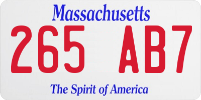 MA license plate 265AB7