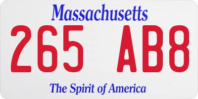 MA license plate 265AB8