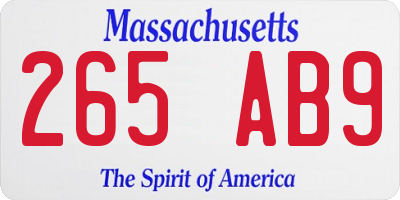 MA license plate 265AB9