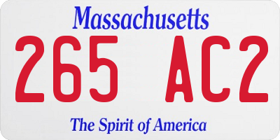 MA license plate 265AC2