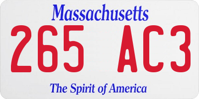 MA license plate 265AC3