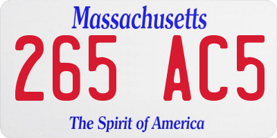 MA license plate 265AC5