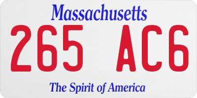 MA license plate 265AC6