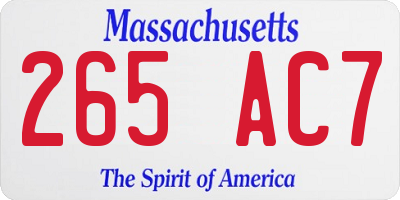 MA license plate 265AC7