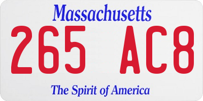MA license plate 265AC8