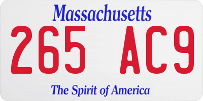 MA license plate 265AC9